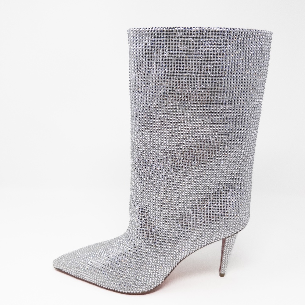 Christian Louboutin Astrilarge Strass Crystal Stiletto Red Bottom Boots 39.5 EU